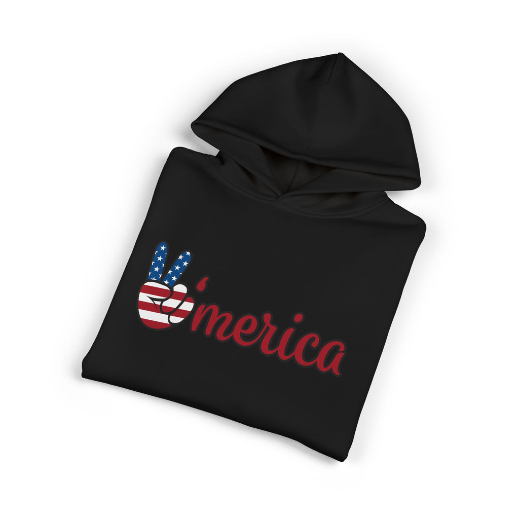'Merica Peace Sign Hoodie — American Flag Patriotic Pullover for 4th of July