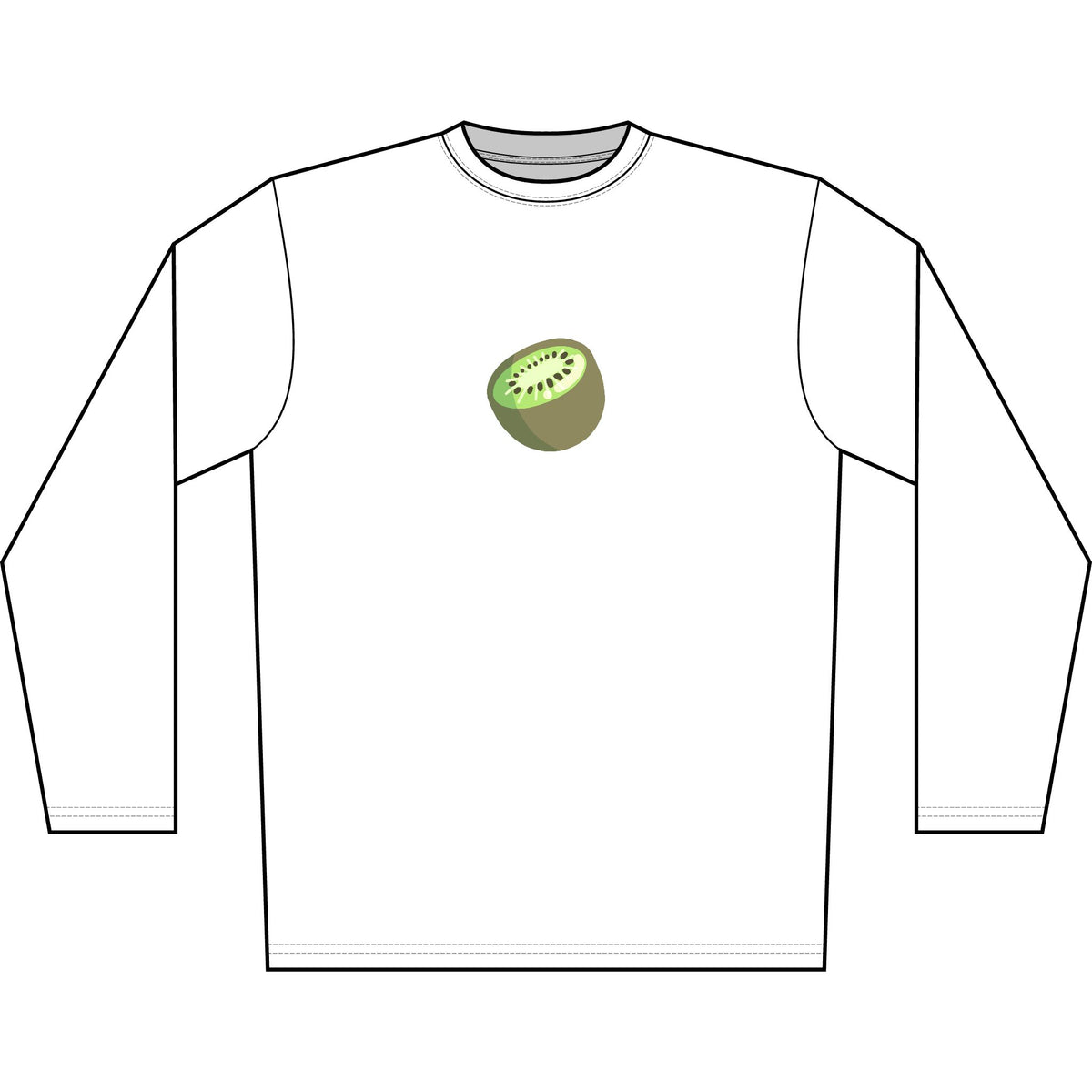 Kiwi Chest Long Sleeve Shirt — Minimal Fruit Graphic for Men