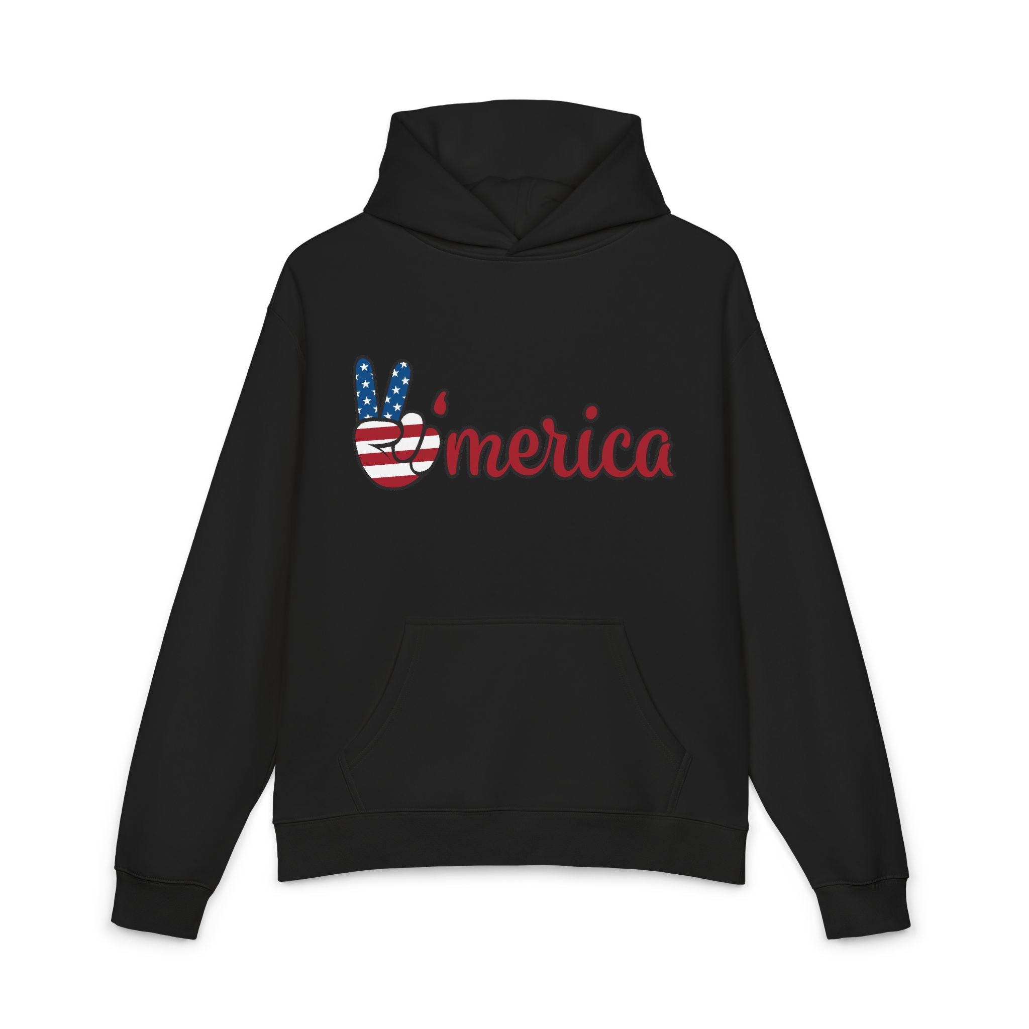 'Merica Peace Sign Hoodie — American Flag Patriotic Pullover for 4th of July